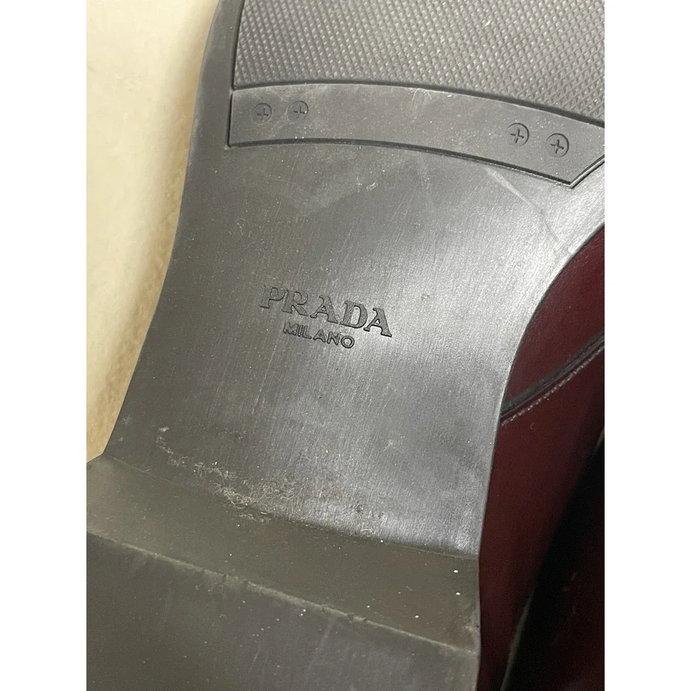 Prada Milano Vintage Lace Dress Shoes Burgundy Oxblood Men's Size 12 Preowned